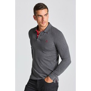 POLOKOŠEĽA GANT CONTRAST COLLAR PIQUE LS RUGGER šedá XXXL