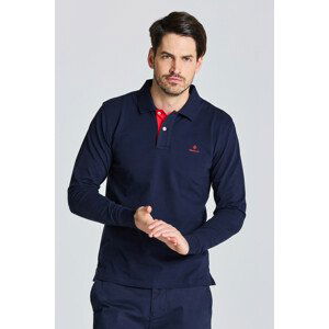 POLOKOŠEĽA GANT CONTRAST COLLAR PIQUE LS RUGGER EVENING BLUE