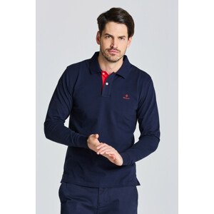 POLOKOŠEĽA GANT CONTRAST COLLAR PIQUE LS RUGGER modrá XXXL