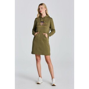 MIKINOVÉ ŠATY GANT ARCHIVE SHIELD HOODIE DRESS zelená S