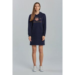 MIKINOVÉ ŠATY GANT ARCHIVE SHIELD HOODIE DRESS modrá L