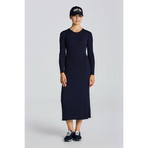 ŠATY GANT D1. RIBBED C-NECK DRESS modrá L