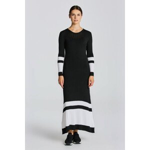 ŠATY GANT D1. BLOCK STRIPE RIB DRESS čierna L