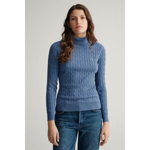 ROLÁK GANT STRETCH COTTON CABLE TURTLE NECK modrá M