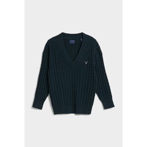 SVETER GANT D1. TWISTED CABLE V-NECK modrá L