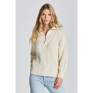 SVETER GANT D2. CABLE HALF ZIP SWEATER biela S