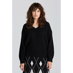 SVETER GANT D2. WOOL RIB V-NECK čierna S