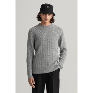 SVETER GANT COTTON CABLE C-NECK šedá XL