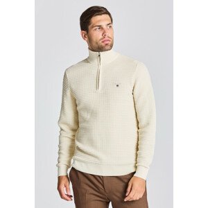 SVETER GANT D1. COTTON TEXTURE HALFZIP biela XXL