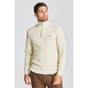 SVETER GANT D1. COTTON TEXTURE HALFZIP biela XXXL