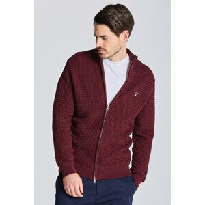 SVETER GANT D1. COTTON TEXTURE FULLZIP červená XXL