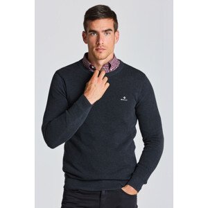 SVETER GANT COTTON PIQUE C-NECK šedá S