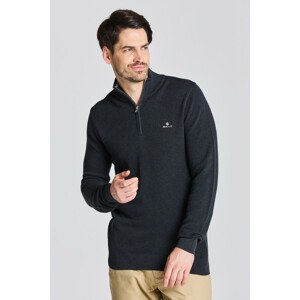 SVETER GANT COTTON PIQUE HALF ZIP šedá S