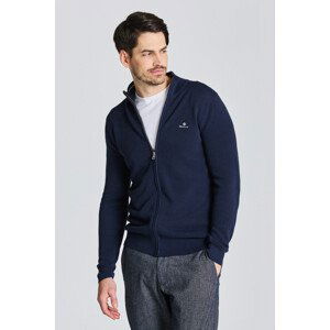 SVETER GANT COTTON PIQUE ZIP CARDIGAN modrá M