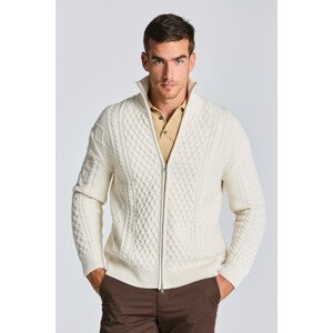 SVETER GANT D2. ARAN CABLE FULLZIP biela XL