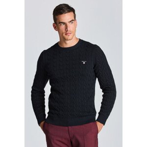 SVETER GANT COTTON CABLE C-NECK čierna S