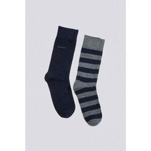 PONOŽKY GANT BARSTRIPE AND SOLID SOCKS 2-PACK šedá 40/42