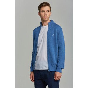 SVETER GANT COTTON PIQUE ZIP CARDIGAN modrá XXXL