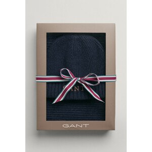 SET ČAPICA A ŠÁL GANT D1. SCARF BEANIE GIFT BOX modrá None