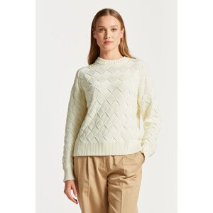 SVETER GANT D2. WEAVE KNIT C-NECK biela M