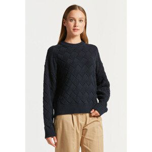 SVETER GANT D2. WEAVE KNIT C-NECK modrá XS