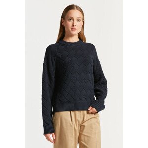 SVETER GANT D2. WEAVE KNIT C-NECK modrá M