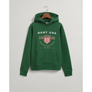 MIKINA GANT D1. BANNER SHIELD HOODIE zelená 122/128