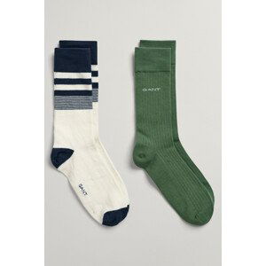 PONOŽKY GANT D2. STRIPE AND RIB SOCKS 2-PACK modrá 40/42