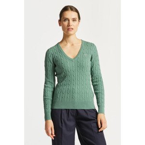 SVETER GANT STRETCH COTTON CABLE V-NECK zelená M