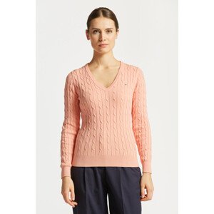 SVETER GANT STRETCH COTTON CABLE V-NECK oranžová M