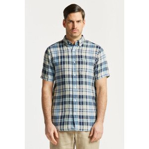 KOŠEĽA GANT REG LINEN MADRAS SHIRT SS MARINE