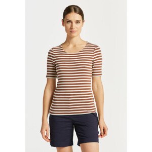 TRIČKO GANT STRIPED 1X1 RIB LSS T-SHIRT hnedá S