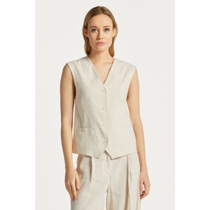 VESTA GANT REG STRETCH LINEN WAISTCOAT biela 34