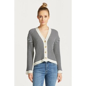 SVETER GANT STRIPE COTTON RIB V-NECK CARDIGAN modrá XS