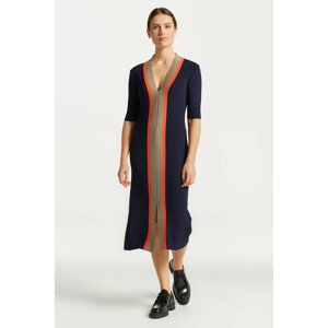 ŠATY GANT RIB V-NECK DRESS modrá M