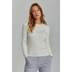 SVETER GANT STRETCH COTTON CABLE C-NECK biela XS