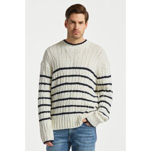 SVETER GANT STRIPED CABLE C-NECK žltá M