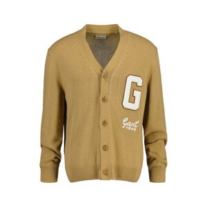 SVETER GANT RELAXED LETTERMAN CARDIGAN hnedá XL