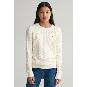 SVETER GANT SHIELD COTTON CABLE C-NECK biela 122/128