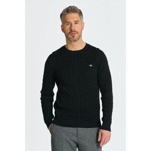 SVETER GANT COTTON CABLE C-NECK čierna S