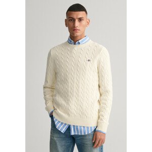 SVETER GANT COTTON CABLE C-NECK biela M