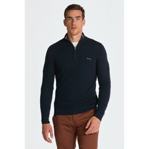 SVETER GANT COTTON PIQUE HALFZIP modrá L