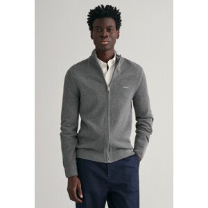 SVETER GANT COTTON PIQUE ZIP CARDIGAN šedá S