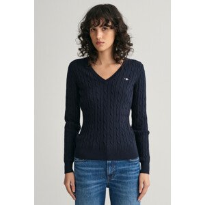 SVETER GANT STRETCH COTTON CABLE V-NECK modrá S