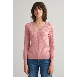 SVETER GANT STRETCH COTTON CABLE V-NECK ružová XS