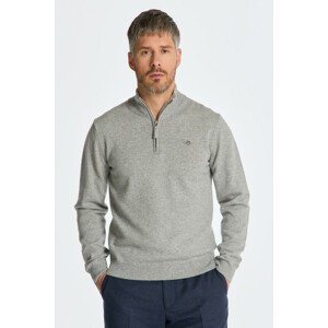 SVETER GANT SUPERFINE LAMBSWOOL HALF ZIP šedá XXXL