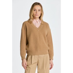 SVETER GANT WOOL RIBBED V-NECK hnedá S