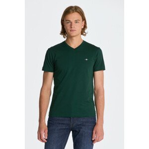 TRIČKO GANT SLIM SHIELD V-NECK T-SHIRT zelená XL