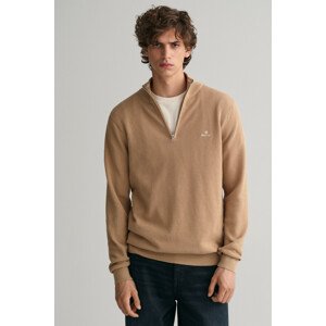 SVETER GANT COTTON PIQUE HALFZIP hnedá XXL