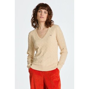 SVETER GANT STRETCH COTTON CABLE V-NECK biela S